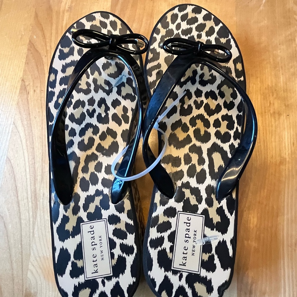 Kate Spade Black and Leopard Print Sandals